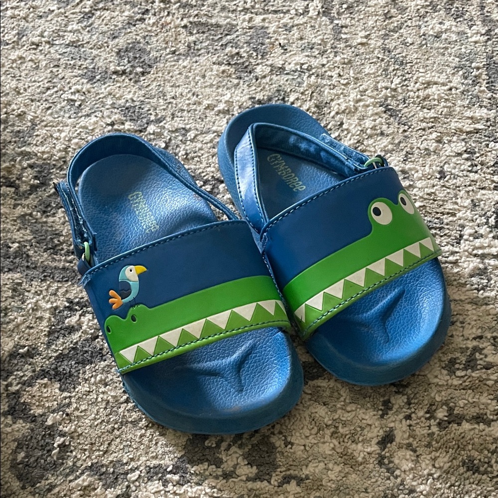 Gymboree Blue and Green Crocodile Slide Sandals for Kids